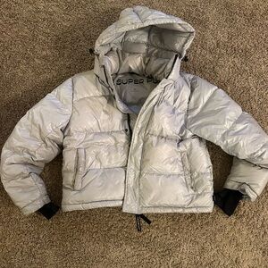 Aritzia Silver The Super Puff Jacket